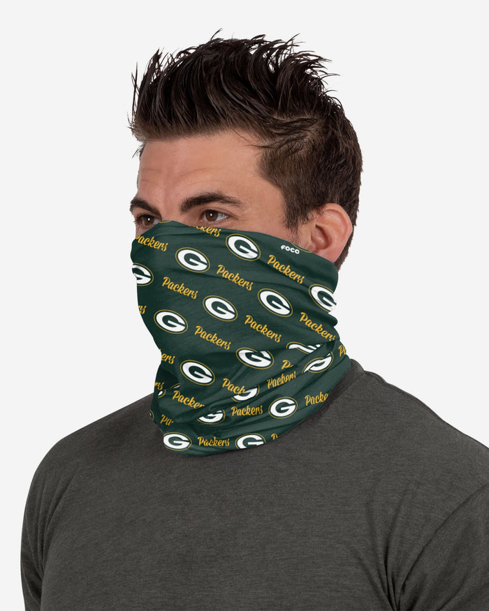 Green Bay Packers Mini Script Fleece Gaiter Scarf FOCO - FOCO.com