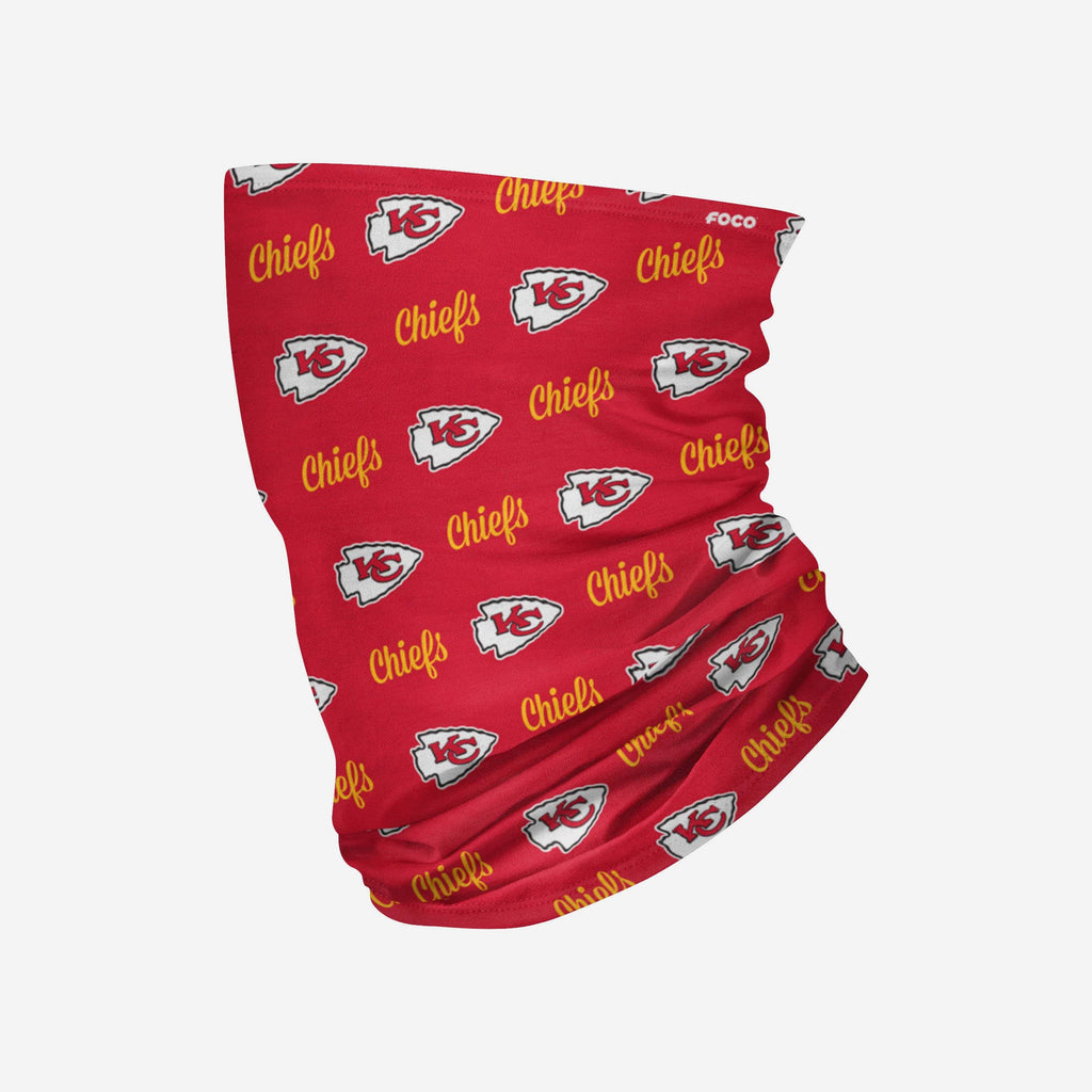 Kansas City Chiefs Mini Script Fleece Gaiter Scarf FOCO - FOCO.com