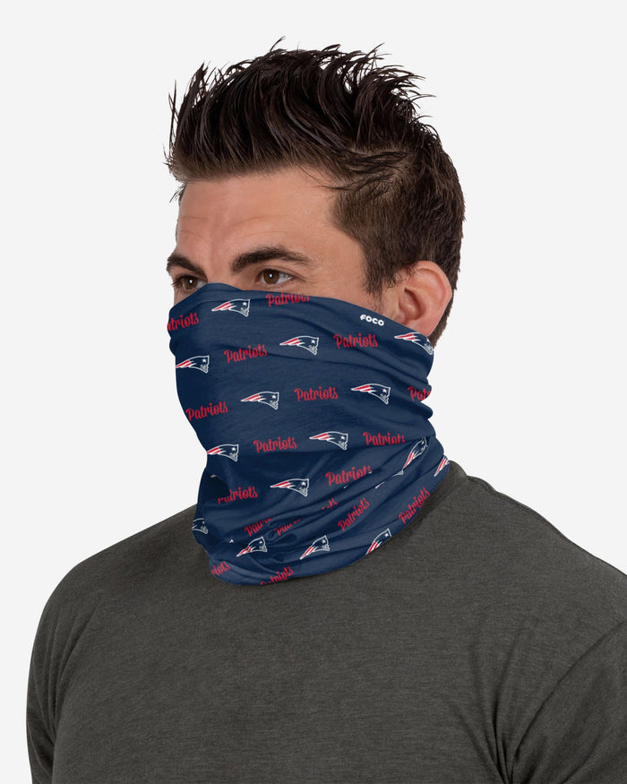 New England Patriots Mini Script Fleece Gaiter Scarf FOCO - FOCO.com