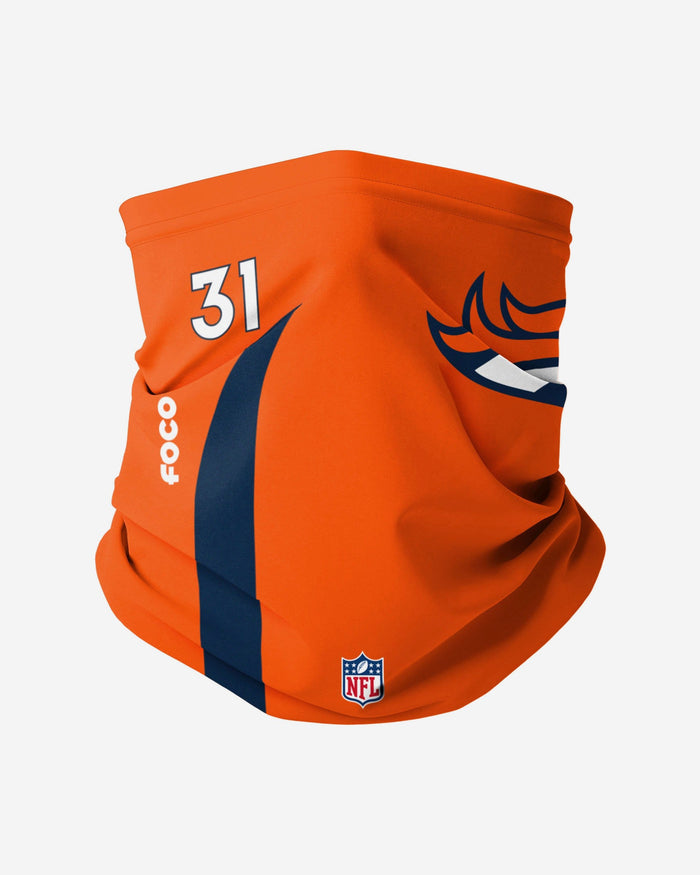 Justin Simmons Denver Broncos On-Field Sideline Logo Gaiter Scarf FOCO - FOCO.com