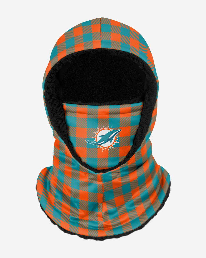 Miami Dolphins Plaid Hooded Gaiter FOCO - FOCO.com