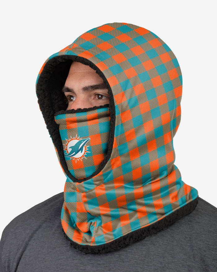 Miami Dolphins Plaid Hooded Gaiter FOCO - FOCO.com