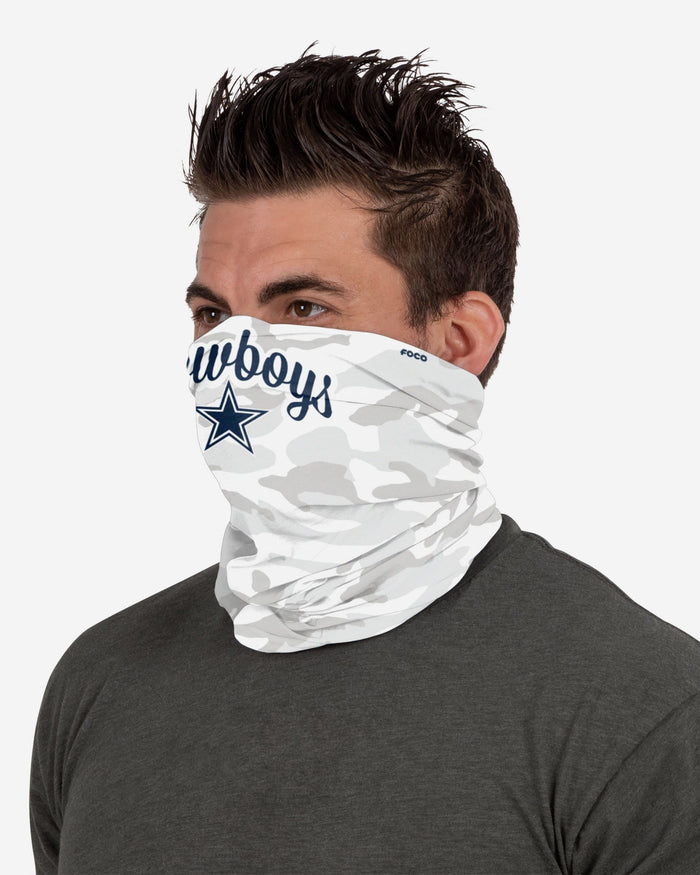 Dallas Cowboys Script Camo Gaiter Scarf FOCO - FOCO.com