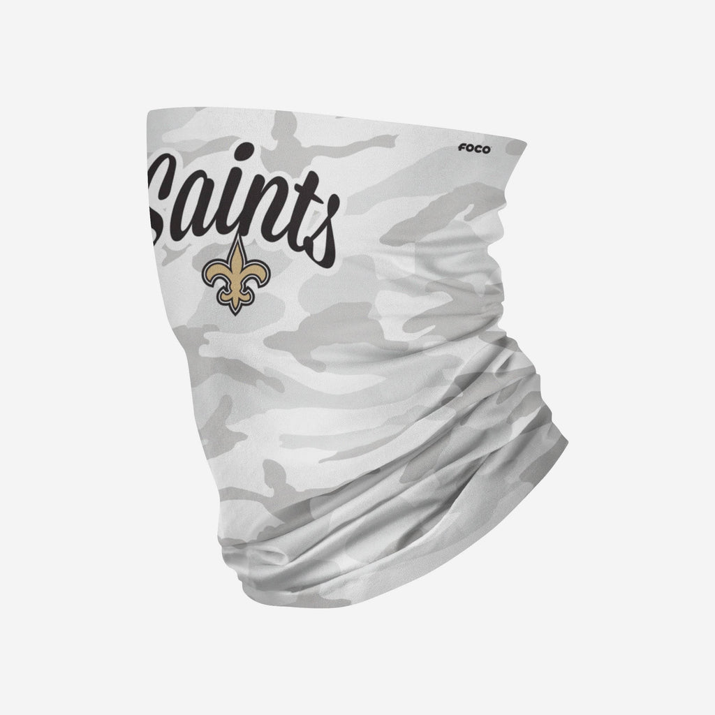 New Orleans Saints Script Camo Gaiter Scarf FOCO - FOCO.com