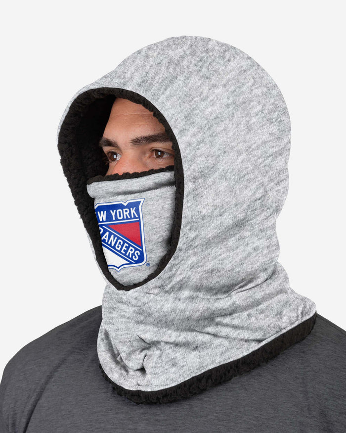 New York Rangers Heather Grey Big Logo Hooded Gaiter FOCO - FOCO.com