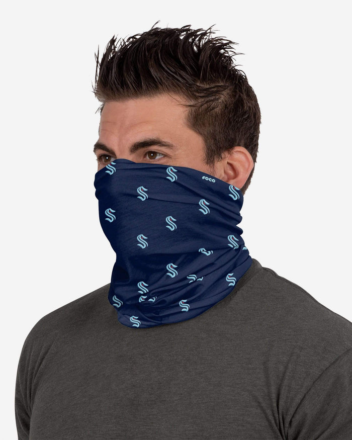 Seattle Kraken Mini Print Logo Gaiter Scarf FOCO - FOCO.com