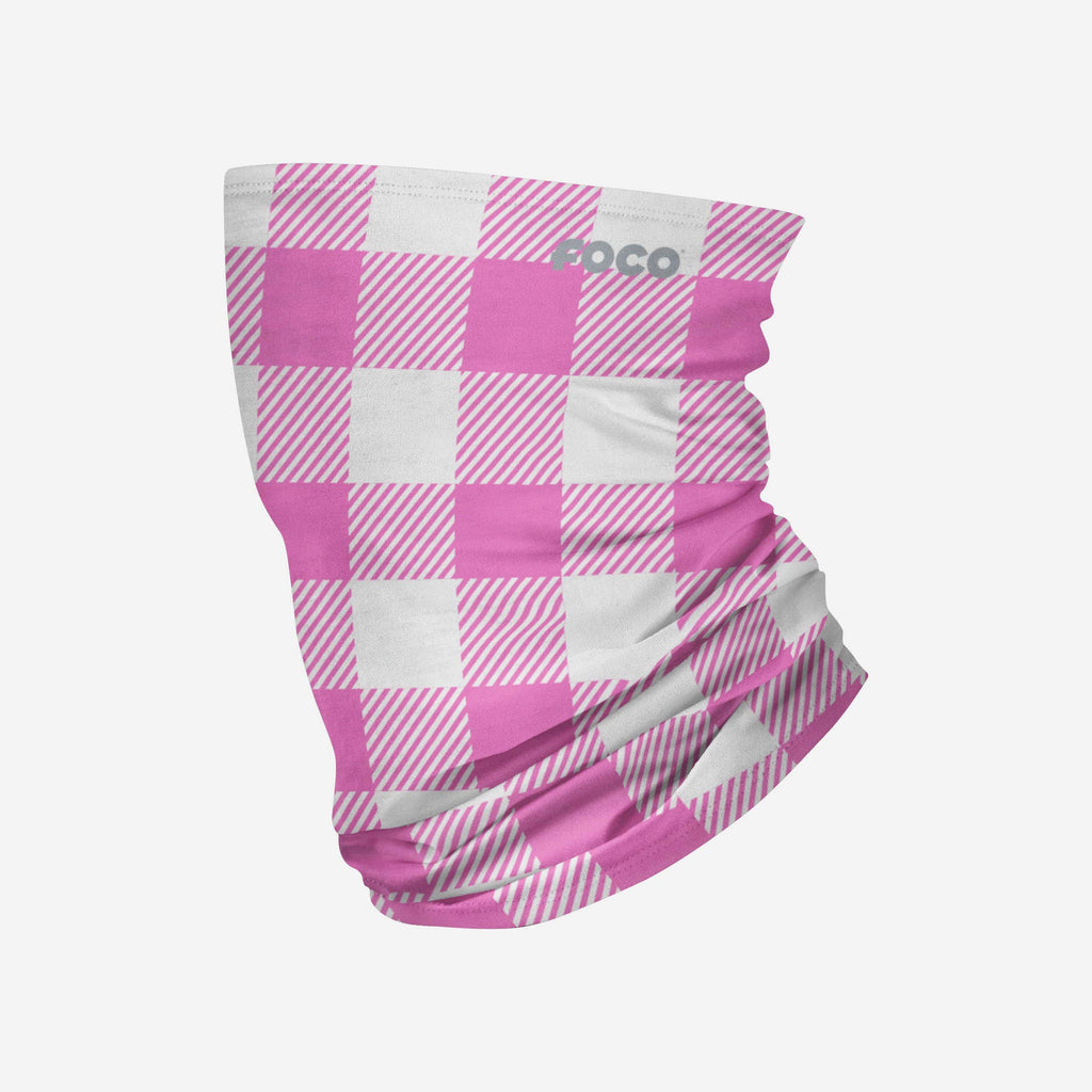 Pink Plaid Polyfleece Gaiter Scarf FOCO - FOCO.com