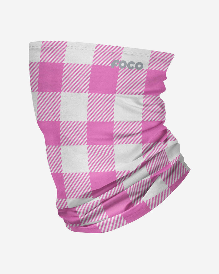 Pink Plaid Polyfleece Gaiter Scarf FOCO - FOCO.com