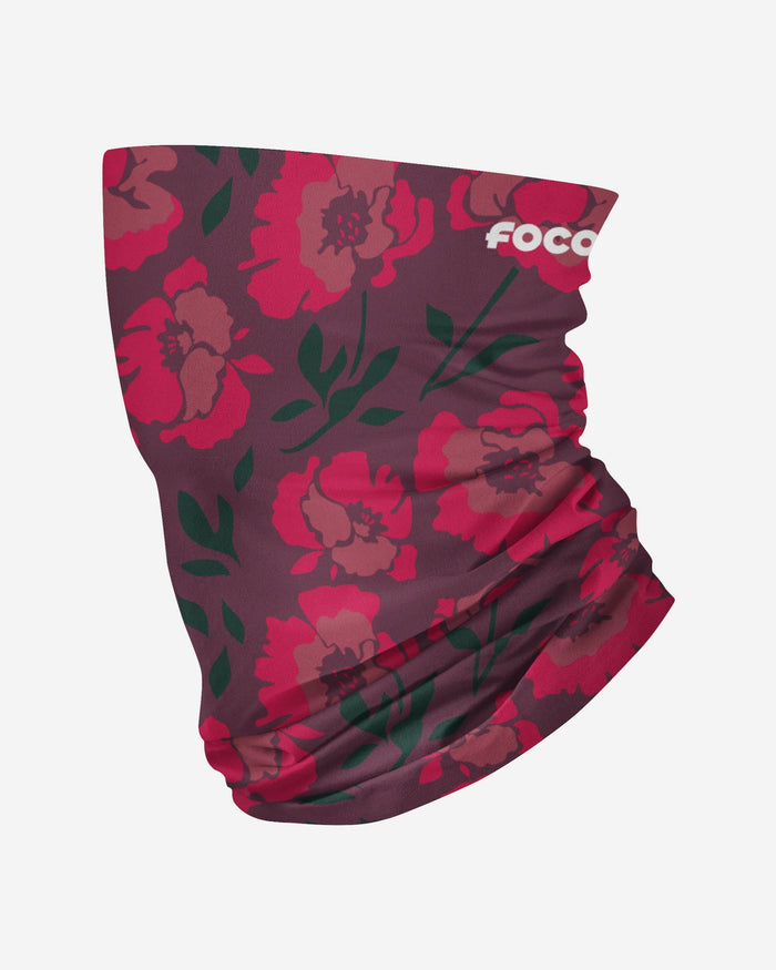 Red Flower Brushed Polyester Gaiter Scarf FOCO - FOCO.com