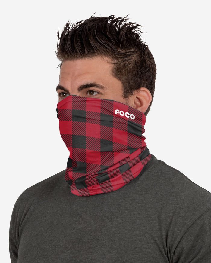 Red Plaid Polyfleece Gaiter Scarf FOCO - FOCO.com