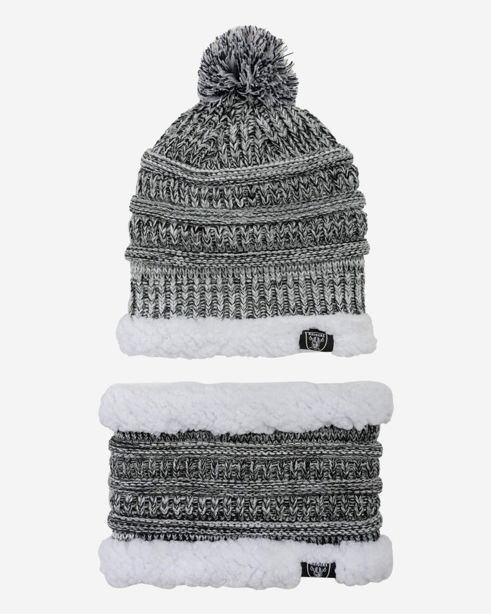 Las Vegas Raiders Womens Color Wave Chunky Beanie & Gaiter Scarf Set FOCO - FOCO.com