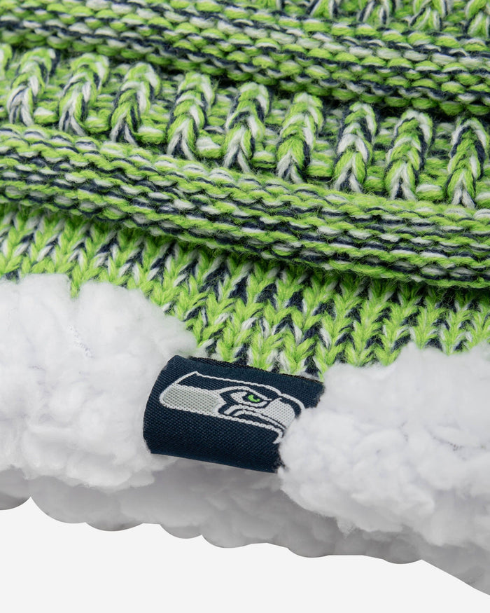 Seattle Seahawks Womens Color Wave Chunky Beanie & Gaiter Scarf Set FOCO - FOCO.com