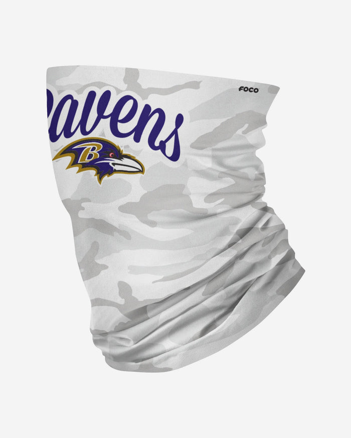 Baltimore Ravens Script Camo Gaiter Scarf FOCO - FOCO.com
