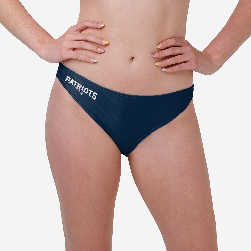 New England Patriots Womens Solid Wordmark Bikini Bottom FOCO S - FOCO.com