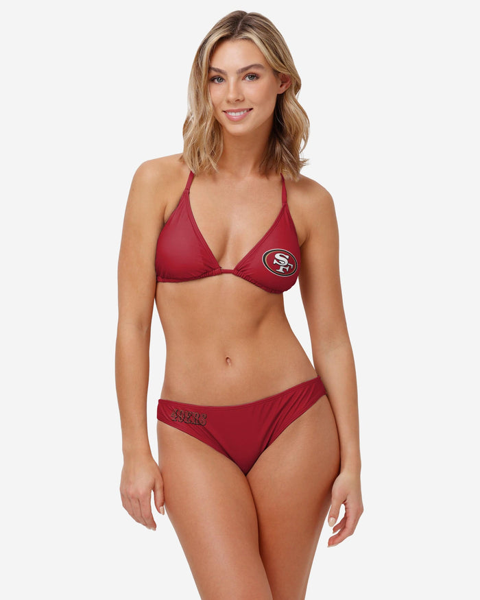 San Francisco 49ers Womens Solid Wordmark Bikini Bottom FOCO - FOCO.com