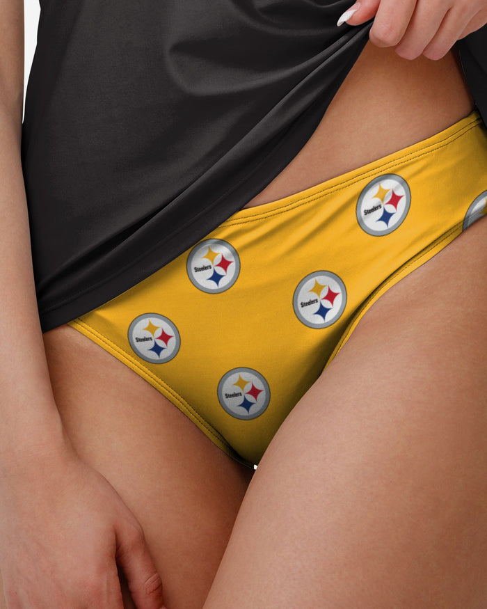 Pittsburgh Steelers Womens Summertime Mini Print Bikini Bottom FOCO - FOCO.com