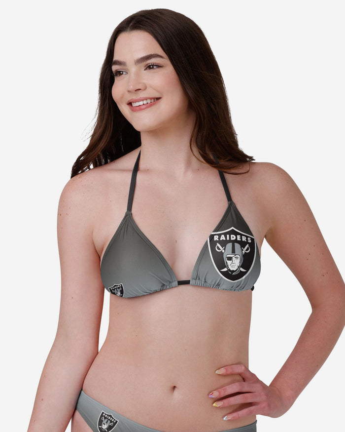 Las Vegas Raiders Womens Gradient Big Logo Bikini Top FOCO - FOCO.com