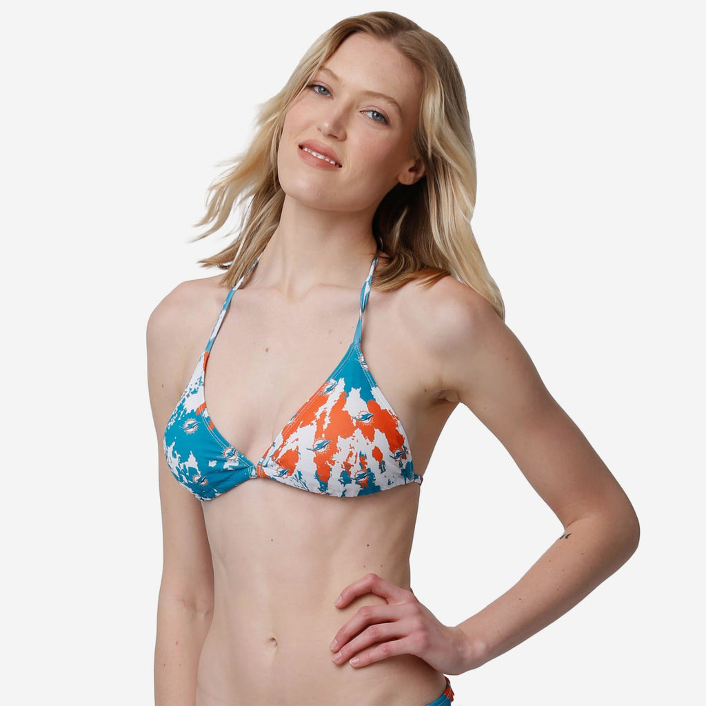 Miami Dolphins Womens Paint Splash Bikini Top FOCO S - FOCO.com