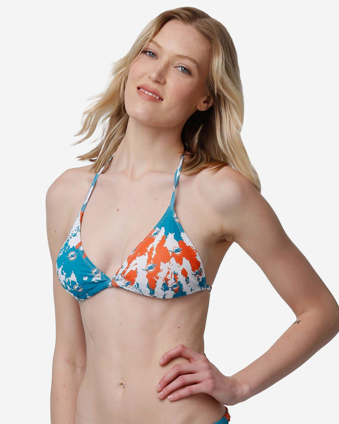 Miami Dolphins Womens Paint Splash Bikini Top FOCO S - FOCO.com