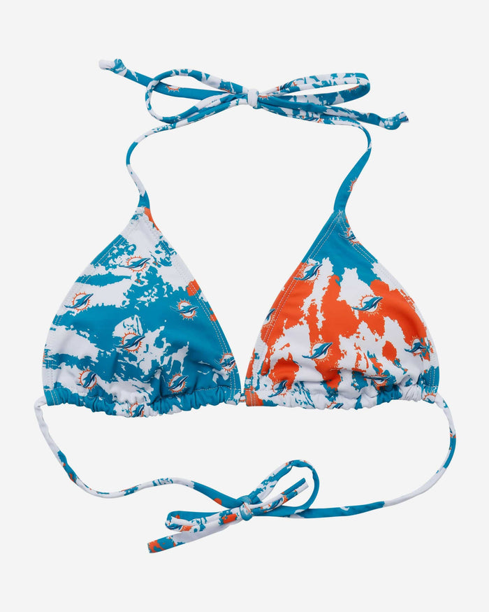 Miami Dolphins Womens Paint Splash Bikini Top FOCO - FOCO.com