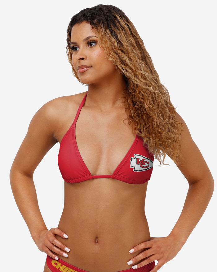 Kansas City Chiefs Womens Solid Logo Bikini Top FOCO S - FOCO.com