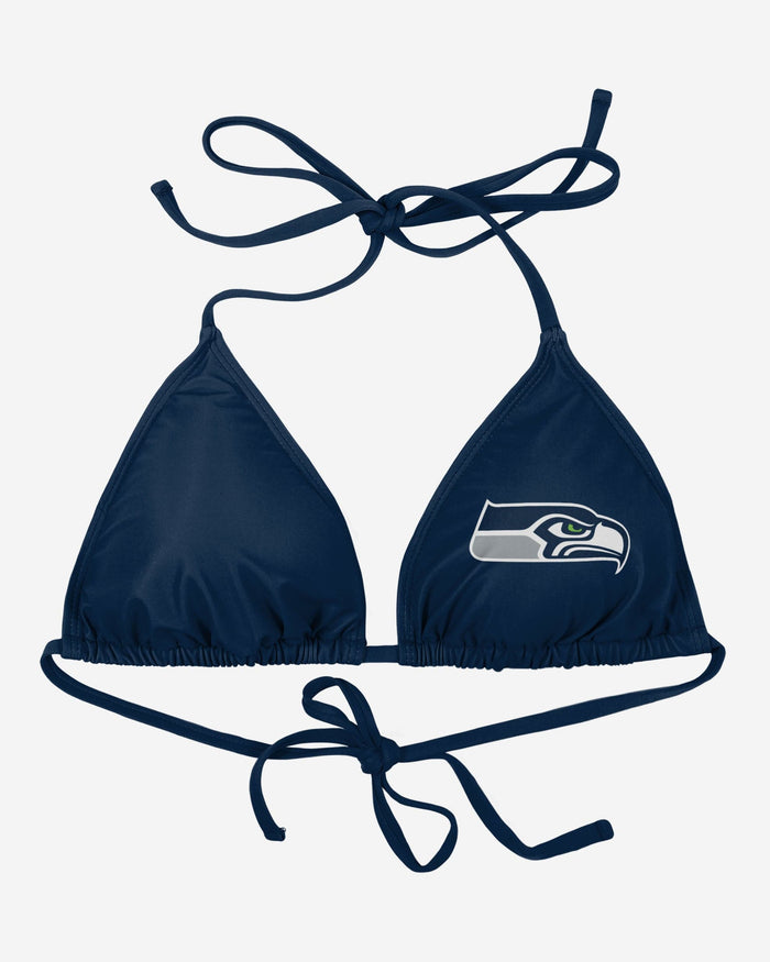 Seattle Seahawks Womens Solid Logo Bikini Top FOCO - FOCO.com