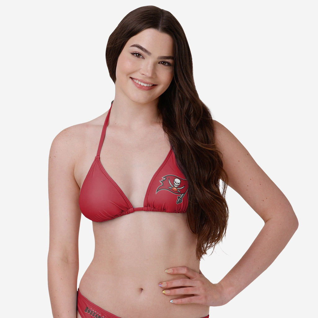 Tampa Bay Buccaneers Womens Solid Logo Bikini Top FOCO S - FOCO.com