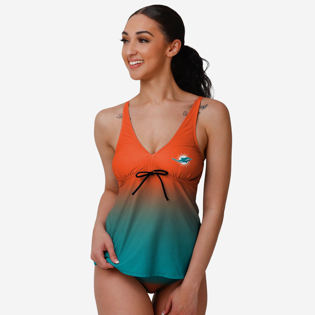 Miami Dolphins Womens Gametime Gradient Tankini FOCO S - FOCO.com