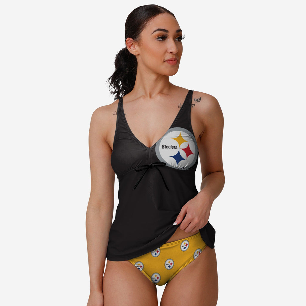 Pittsburgh Steelers Womens Summertime Solid Tankini FOCO S - FOCO.com