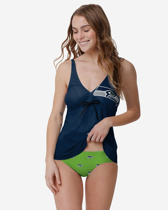 Seattle Seahawks Womens Summertime Solid Tankini FOCO - FOCO.com