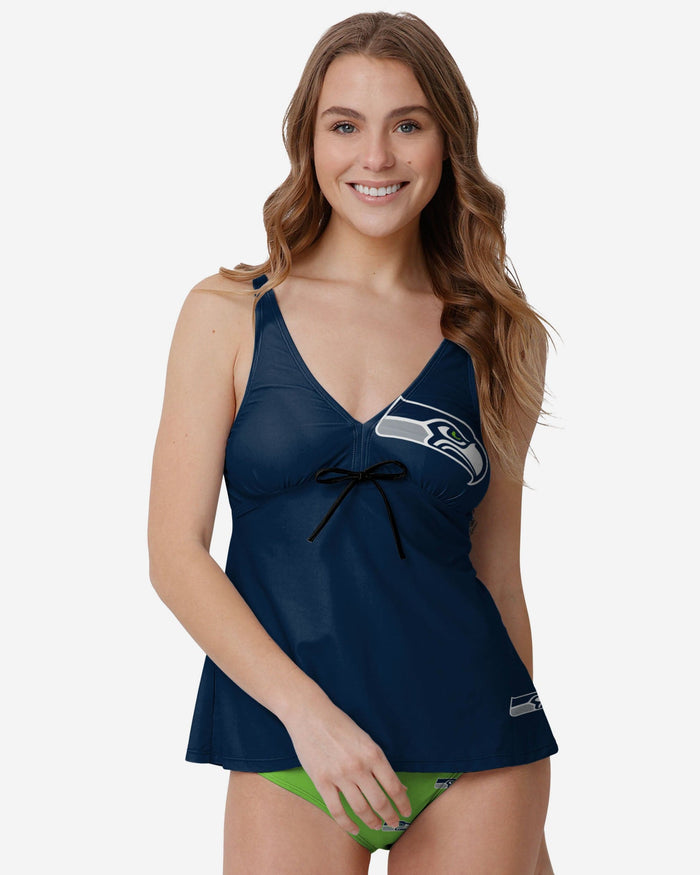 Seattle Seahawks Womens Summertime Solid Tankini FOCO S - FOCO.com