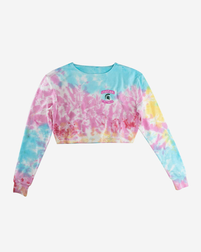 Michigan State Spartans Womens Pastel Tie-Dye Blast Cropped Sweater FOCO - FOCO.com