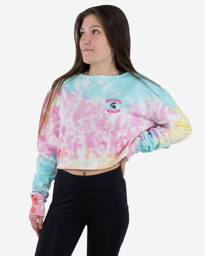 Michigan State Spartans Womens Pastel Tie-Dye Blast Cropped Sweater FOCO S - FOCO.com