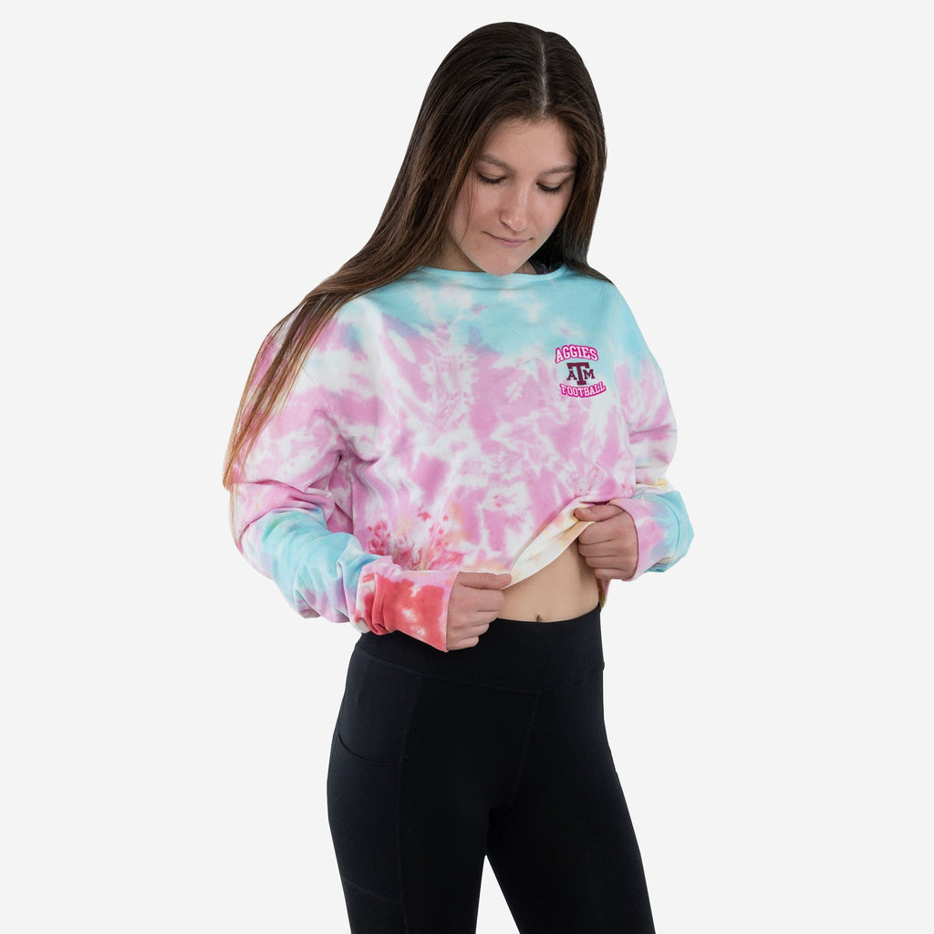 Texas A&M Aggies Womens Pastel Tie-Dye Blast Cropped Sweater FOCO S - FOCO.com