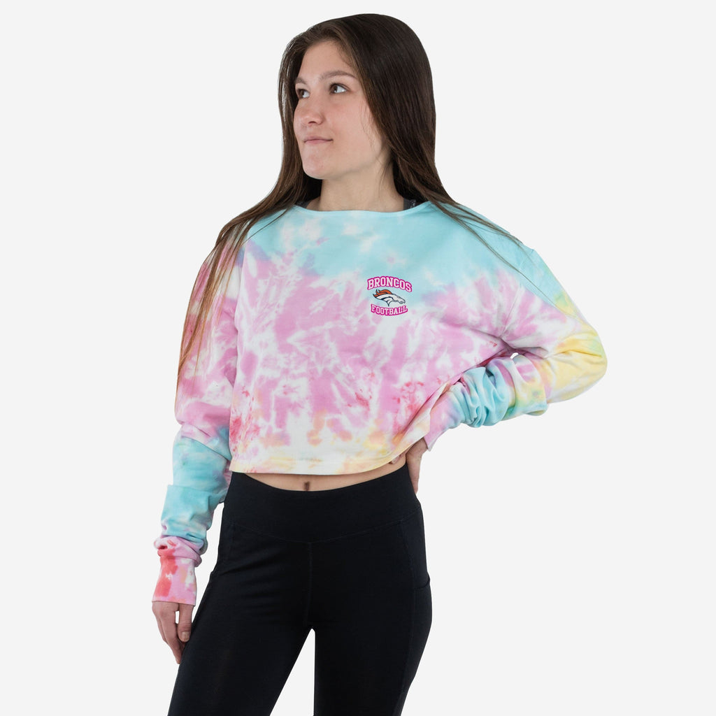 Denver Broncos Womens Pastel Tie-Dye Blast Cropped Sweater FOCO S - FOCO.com