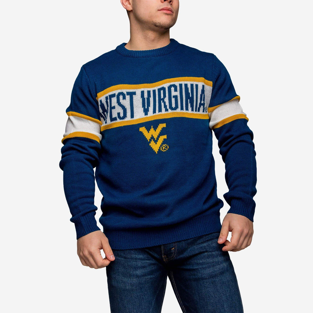 West Virginia Mountaineers Vintage Stripe Sweater FOCO - FOCO.com