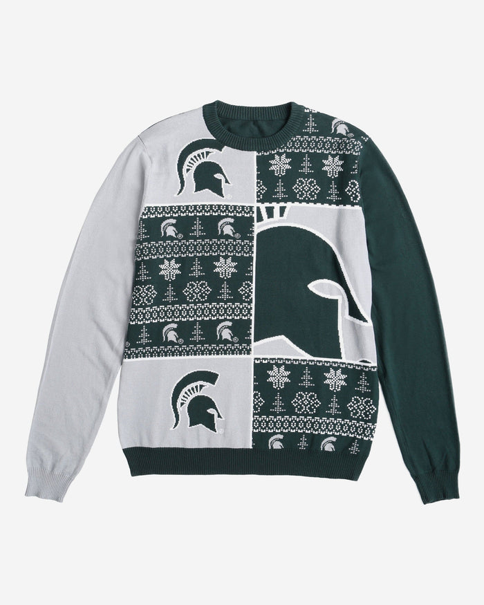 Michigan State Spartans Busy Block Snowfall Sweater FOCO - FOCO.com