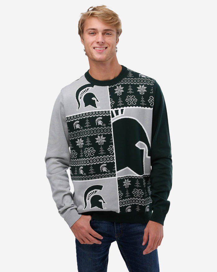 Michigan State Spartans Busy Block Snowfall Sweater FOCO S - FOCO.com