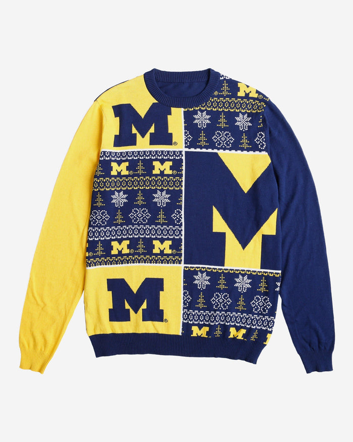 Michigan Wolverines Busy Block Snowfall Sweater FOCO - FOCO.com