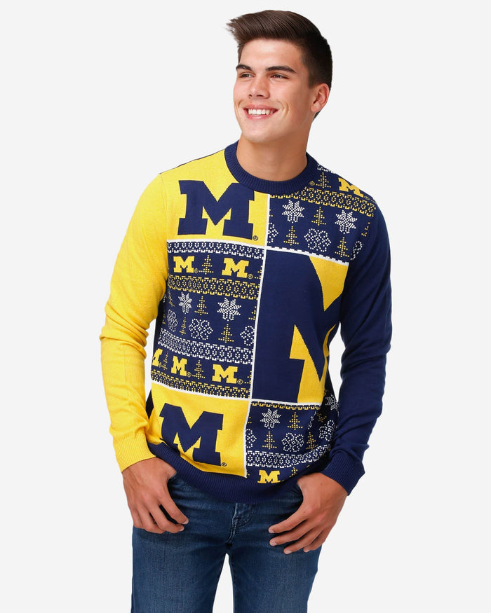 Michigan Wolverines Busy Block Snowfall Sweater FOCO S - FOCO.com