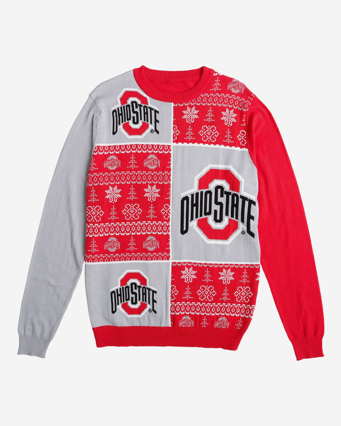 Ohio State Buckeyes Busy Block Snowfall Sweater FOCO - FOCO.com