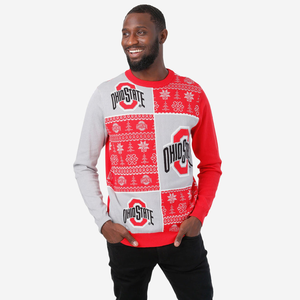 Ohio State Buckeyes Busy Block Snowfall Sweater FOCO S - FOCO.com