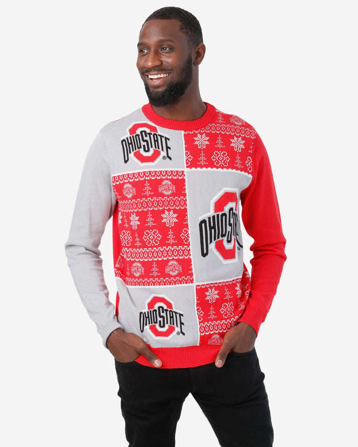 Ohio State Buckeyes Busy Block Snowfall Sweater FOCO S - FOCO.com