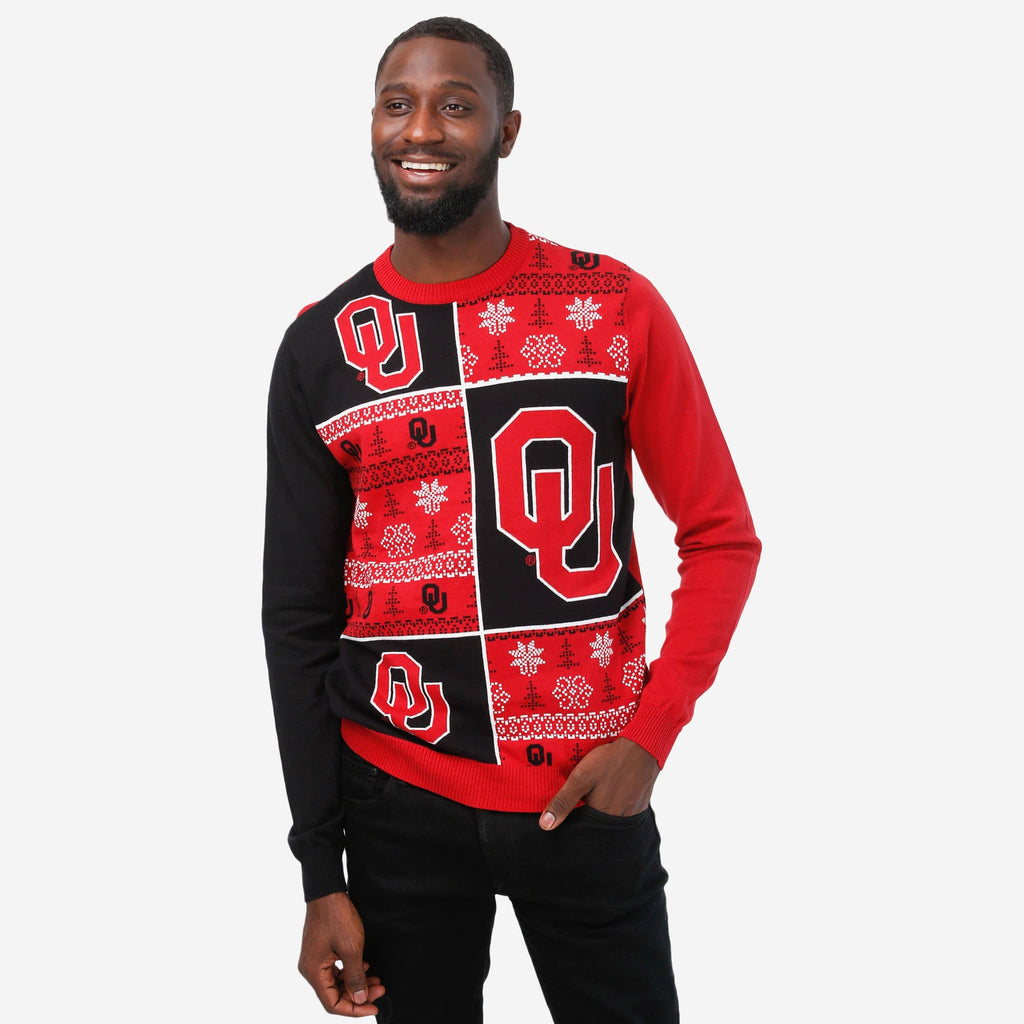 Oklahoma Sooners Busy Block Snowfall Sweater FOCO S - FOCO.com