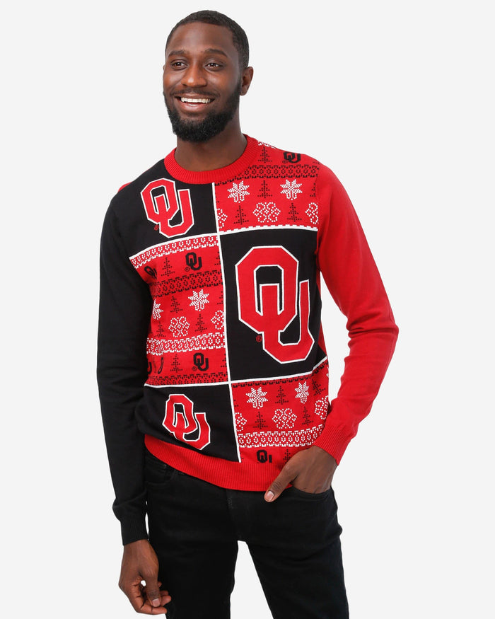 Oklahoma Sooners Busy Block Snowfall Sweater FOCO S - FOCO.com