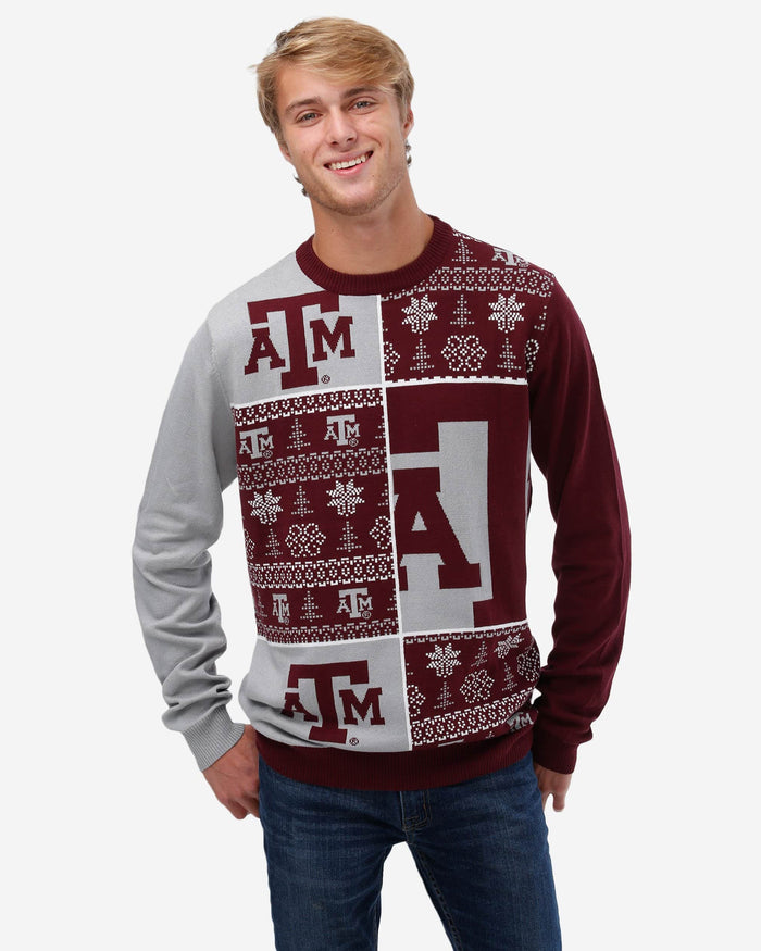 Texas A&M Aggies Busy Block Snowfall Sweater FOCO S - FOCO.com