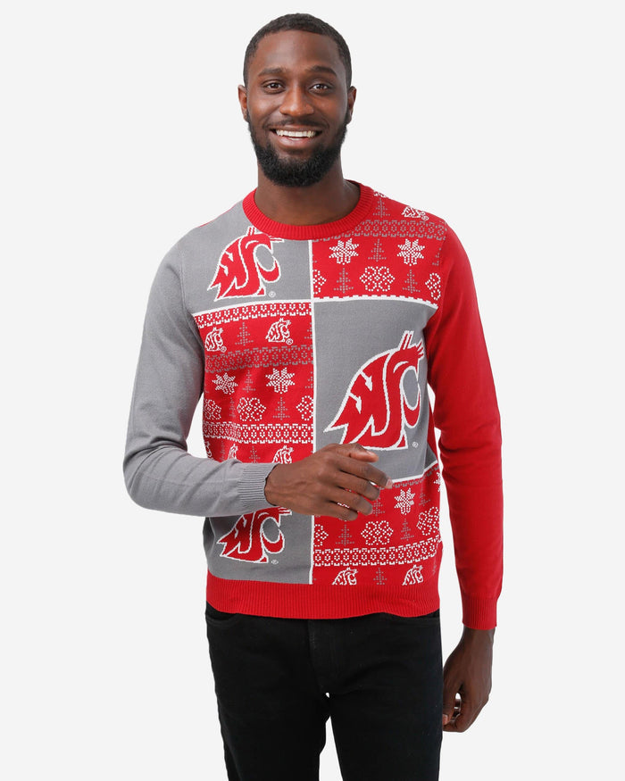 Washington State Cougars Busy Block Snowfall Sweater FOCO S - FOCO.com