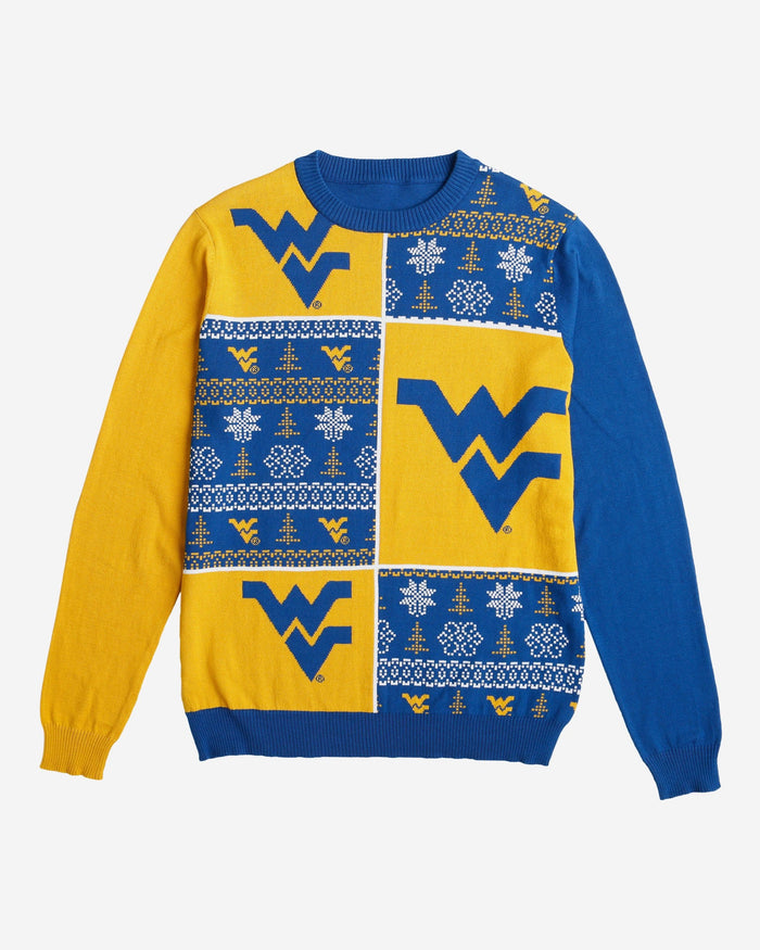 West Virginia Mountaineers Busy Block Snowfall Sweater FOCO - FOCO.com