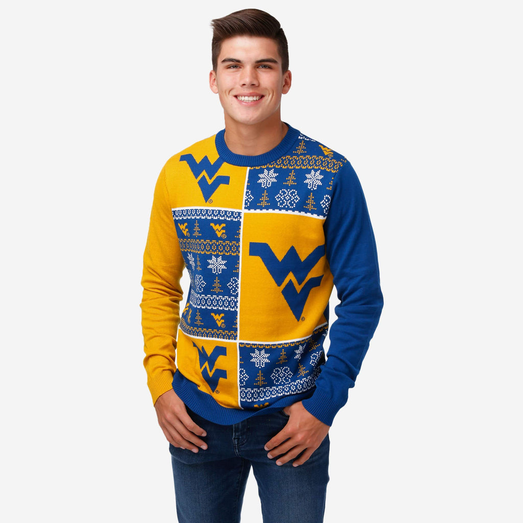 West Virginia Mountaineers Busy Block Snowfall Sweater FOCO S - FOCO.com