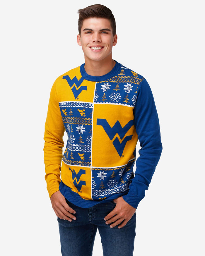 West Virginia Mountaineers Busy Block Snowfall Sweater FOCO S - FOCO.com